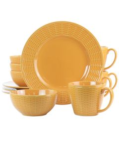 Gibson Home Cairo Sunset 12 Piece Ceramic Dinnerware Set in Orange